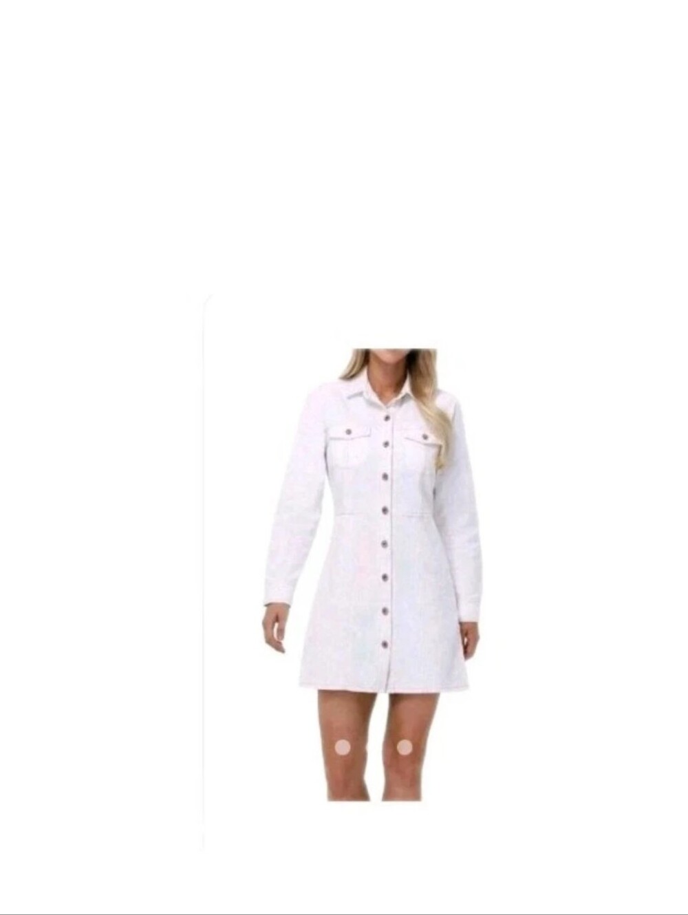 Frye Denim Mini Dress Womens SMALL Ivory Long Sleeve Button Front Pockets NWOT